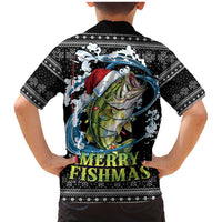Funny Fishmas Bass Family Matching Mermaid Dress and Hawaiian Shirt Fish Santa Hat Christmas Vibes - Wonder Print Shop