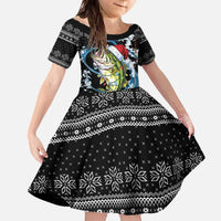 Funny Fishmas Bass Family Matching Off The Shoulder Long Sleeve Dress and Hawaiian Shirt Fish Santa Hat Christmas Vibes - Wonder Print Shop