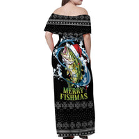 Funny Fishmas Bass Family Matching Off Shoulder Maxi Dress and Hawaiian Shirt Fish Santa Hat Christmas Vibes - Wonder Print Shop
