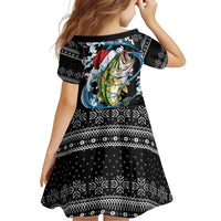 Funny Fishmas Bass Family Matching Off Shoulder Short Dress and Hawaiian Shirt Fish Santa Hat Christmas Vibes - Wonder Print Shop