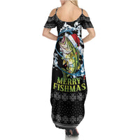 Funny Fishmas Bass Family Matching Summer Maxi Dress and Hawaiian Shirt Fish Santa Hat Christmas Vibes - Wonder Print Shop