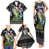 Funny Fishmas Bass Family Matching Tank Maxi Dress and Hawaiian Shirt Fish Santa Hat Christmas Vibes - Wonder Print Shop