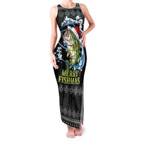 Funny Fishmas Bass Family Matching Tank Maxi Dress and Hawaiian Shirt Fish Santa Hat Christmas Vibes - Wonder Print Shop