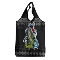 Funny Fishmas Bass Grocery Bag Fish Santa Hat Christmas Vibes - Wonder Print Shop