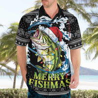 Funny Fishmas Bass Hawaiian Shirt Fish Santa Hat Christmas Vibes - Wonder Print Shop