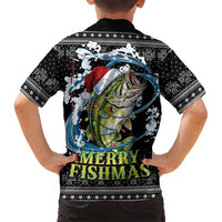 Funny Fishmas Bass Hawaiian Shirt Fish Santa Hat Christmas Vibes - Wonder Print Shop