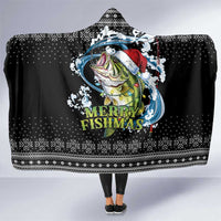 Funny Fishmas Bass Hooded Blanket Fish Santa Hat Christmas Vibes - Wonder Print Shop