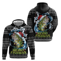 Funny Fishmas Bass Hoodie Fish Santa Hat Christmas Vibes - Wonder Print Shop