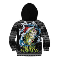 Funny Fishmas Bass Kid Hoodie Fish Santa Hat Christmas Vibes - Wonder Print Shop