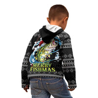 Funny Fishmas Bass Kid Hoodie Fish Santa Hat Christmas Vibes - Wonder Print Shop