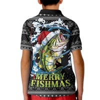 Funny Fishmas Bass Kid Polo Shirt Fish Santa Hat Christmas Vibes - Wonder Print Shop