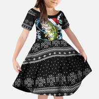 Funny Fishmas Bass Kid Short Sleeve Dress Fish Santa Hat Christmas Vibes - Wonder Print Shop