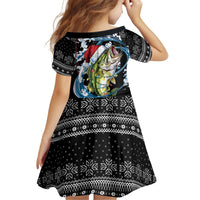 Funny Fishmas Bass Kid Short Sleeve Dress Fish Santa Hat Christmas Vibes - Wonder Print Shop