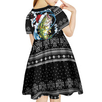 Funny Fishmas Bass Kid Short Sleeve Dress Fish Santa Hat Christmas Vibes - Wonder Print Shop