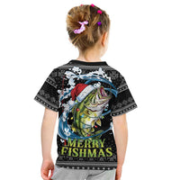 Funny Fishmas Bass Kid T Shirt Fish Santa Hat Christmas Vibes - Wonder Print Shop