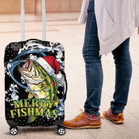 Funny Fishmas Bass Luggage Cover Fish Santa Hat Christmas Vibes - Wonder Print Shop