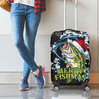 Funny Fishmas Bass Luggage Cover Fish Santa Hat Christmas Vibes - Wonder Print Shop