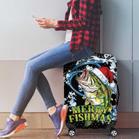 Funny Fishmas Bass Luggage Cover Fish Santa Hat Christmas Vibes - Wonder Print Shop