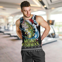 Funny Fishmas Bass Men Tank Top Fish Santa Hat Christmas Vibes - Wonder Print Shop