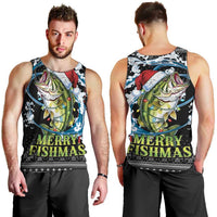 Funny Fishmas Bass Men Tank Top Fish Santa Hat Christmas Vibes - Wonder Print Shop