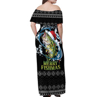 Funny Fishmas Bass Off Shoulder Maxi Dress Fish Santa Hat Christmas Vibes - Wonder Print Shop