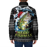 Funny Fishmas Bass Padded Jacket Fish Santa Hat Christmas Vibes - Wonder Print Shop