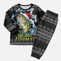 Funny Fishmas Bass Christmas Pajama Set Fish Santa Hat Christmas Vibes - Wonder Print Shop