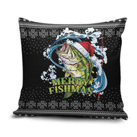 Funny Fishmas Bass Pillow Cover Fish Santa Hat Christmas Vibes - Wonder Print Shop