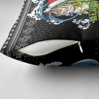 Funny Fishmas Bass Pillow Cover Fish Santa Hat Christmas Vibes - Wonder Print Shop