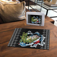 Funny Fishmas Bass Puzzle Fish Santa Hat Christmas Vibes - Wonder Print Shop
