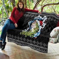 Funny Fishmas Bass Quilt Fish Santa Hat Christmas Vibes - Wonder Print Shop