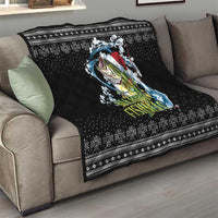Funny Fishmas Bass Quilt Fish Santa Hat Christmas Vibes - Wonder Print Shop