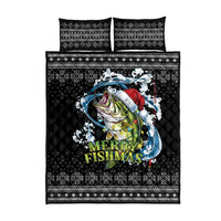 Funny Fishmas Bass Quilt Bed Set Fish Santa Hat Christmas Vibes - Wonder Print Shop