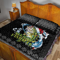 Funny Fishmas Bass Quilt Bed Set Fish Santa Hat Christmas Vibes - Wonder Print Shop