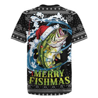 Funny Fishmas Bass Rugby Jersey Fish Santa Hat Christmas Vibes - Wonder Print Shop