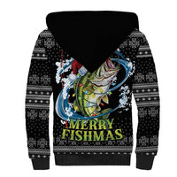 Funny Fishmas Bass Sherpa Hoodie Fish Santa Hat Christmas Vibes - Wonder Print Shop