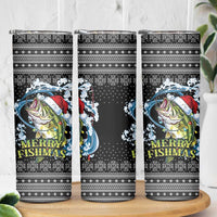 Funny Fishmas Bass Skinny Tumbler Fish Santa Hat Christmas Vibes - Wonder Print Shop