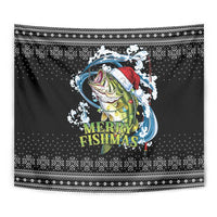 Funny Fishmas Bass Tapestry Fish Santa Hat Christmas Vibes - Wonder Print Shop