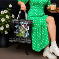 Funny Fishmas Bass Tote Bag Fish Santa Hat Christmas Vibes - Wonder Print Shop