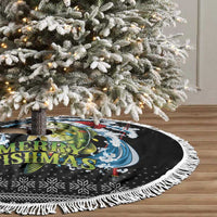 Funny Fishmas Bass Tree Skirt Fish Santa Hat Christmas Vibes - Wonder Print Shop