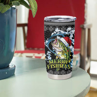 Funny Fishmas Bass Tumbler Cup Fish Santa Hat Christmas Vibes - Wonder Print Shop