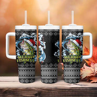 Funny Fishmas Bass Tumbler With Handle Fish Santa Hat Christmas Vibes - Wonder Print Shop