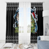 Funny Fishmas Bass Window Curtain Fish Santa Hat Christmas Vibes - Wonder Print Shop