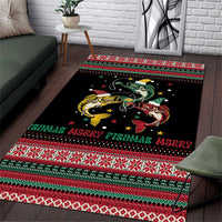 Funny Fishmas Bass Area Rug Christmas Santa Hat Lights - Wonder Print Shop