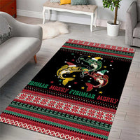 Funny Fishmas Bass Area Rug Christmas Santa Hat Lights - Wonder Print Shop