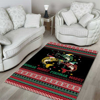 Funny Fishmas Bass Area Rug Christmas Santa Hat Lights - Wonder Print Shop