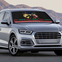 Funny Fishmas Bass Auto Sun Shade Christmas Santa Hat Lights - Wonder Print Shop