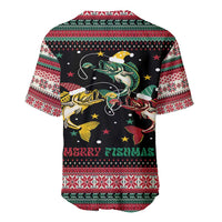 Funny Fishmas Bass Baseball Jersey Christmas Santa Hat Lights - Wonder Print Shop