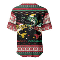 Funny Fishmas Bass Baseball Jersey Christmas Santa Hat Lights - Wonder Print Shop