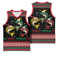 Funny Fishmas Bass Basketball Jersey Christmas Santa Hat Lights - Wonder Print Shop